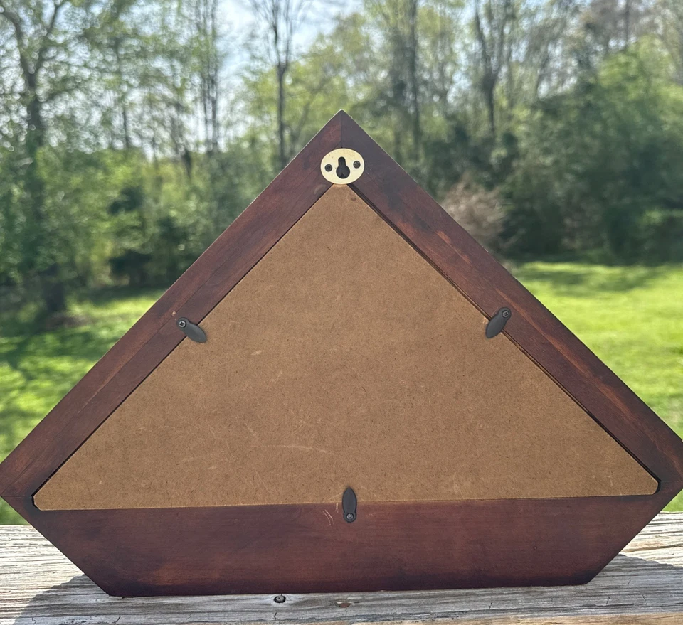 Caja de bandera de vidrio de madera Ejército Marina Marines Guardia Nacional Héroe Bandera Exhibición Foto 3 de 4