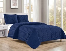 BT684-K NAVY 3PC PREWASHED QUILT SET