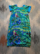 Vintage 1960s Acrylic Barkcloth Psychedelic Mumu Kaftan Caftan Dress Medium