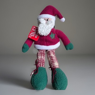 Gotta Getta Gund Santa Clause Sits On Shelf Dangling Legs 14  Flannel 