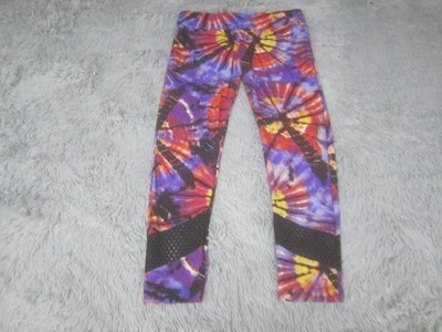 No Boundaries Leggings Girls XL 15-17 Purple Red Tie Dye Stretch Polyester Blen