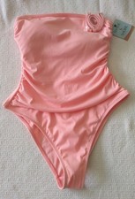 Shade Shore Women's Swimsuit Medium Peach High Leg Cheeky Bathing Suit NEW