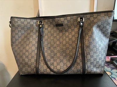 Authentic Gucci Joy Tote - GG Crystal Canvas & Leather - Medium