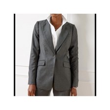 Talbots LUXE ITALIAN FLANNEL Wool BLAZER Gray Size 16