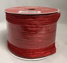 Celebrate It Wired Jumbo RED METALLIC CRINKLED Ribbon Roll 3 1/2 in x 25 Ft NEW