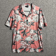 Bad Birdie Men's Large Floral Print Short Sleeve Performance Golf Polo Shirt