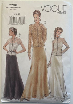 Vogue 7798 Misses Petite Evening Top Camisole Skirt Sz 8 10 12 Sewing Pattern UC