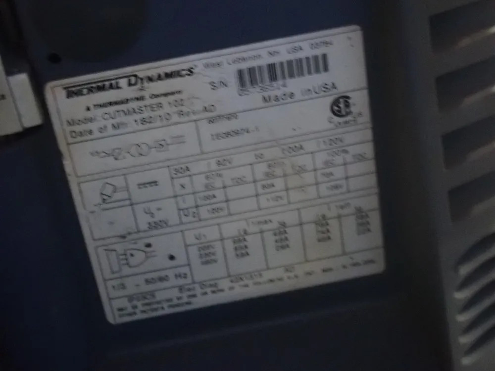 THERMAL DYNAMICS PROFESSIONAL CUTMASTER 102 PLASMA CUTTER  08250710010