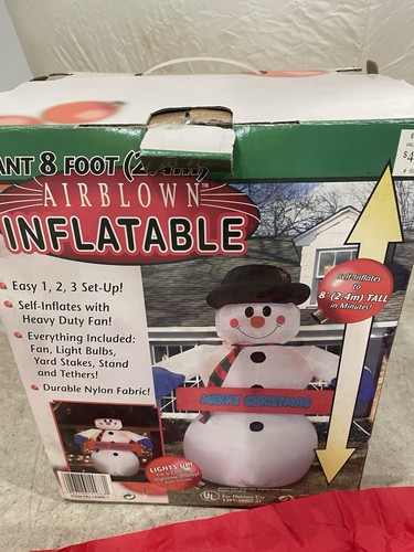 Gemmy 8ft Tall Airblown Inflatable Light Up Snowman RARE 2002 | eBay
