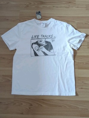 Nudie Jeans, ROUNDNECK Roy Tee Life Tracks T-Shirt chalkwhite M