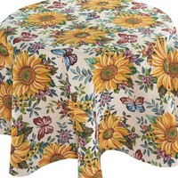 Gobelin Tischdecke Groß Tafeltuch Rund 150 Cm Landhaus Sonnenblumen Gelb Hossner