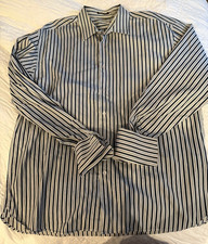 Ted Baker Dress Shirt Men's Size 6 White Black Blue Striped French Cuff