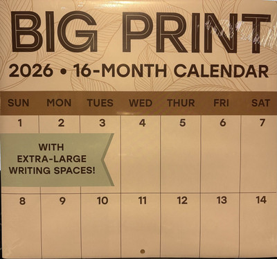 2026 BIG PRINT Wall Calendar 11'' X 20''  open Extra Large Writing Spaces