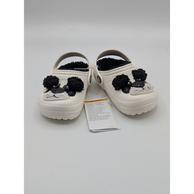 Crocs Child Toddler Girl/Boy Size C 8 Lined Black/White Puppy Dog Pandabear NWT