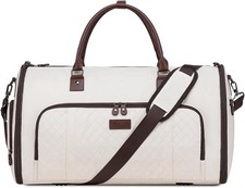 Convertible Garment Duffle Bag, Carry-On, Shoe Compartment, Travel 2-in-1, Beige