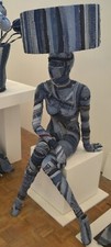 One of A Kind Seated Mannequin Lamp. Totally Bespoke Clad In Repurposed Denim 