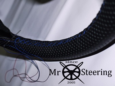 PERFORATED LEATHER STEERING WHEEL COVER FITS CITROEN DISPATCH 1 R BLUE DOUBLE ST