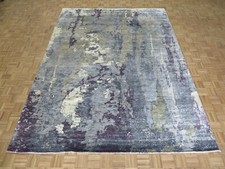 9 x 12'1 Hand Knotted Gray & Purple Modern Tibetan Oriental Rug With Silk G9108