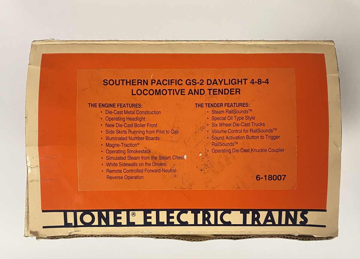 Southern Pacific GS 2 Daylight 4 8 4 Locomotive And Tender Lionel 6 southern-pacific-gs-2-daylight-4-8-4-locomotive-and-tender-lionel-6