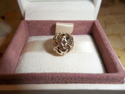 Genuine Pandora 14ct Gold Black Diamond Openwork Heart