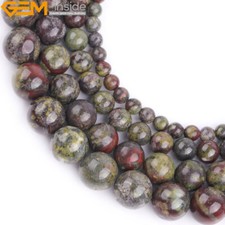 Natural Green Red Australia Blood Jade Round Beads For Jewelry Making Strand 15"