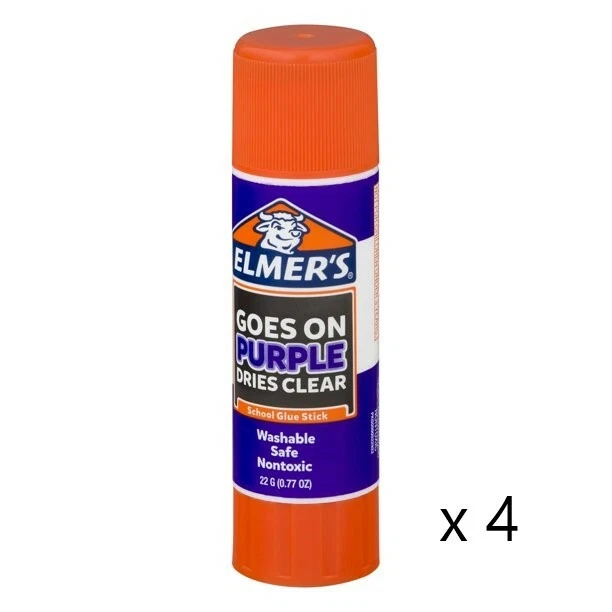 Elmer s Disappearing Purple Washable School Large Glue Stick Purple Lot x4