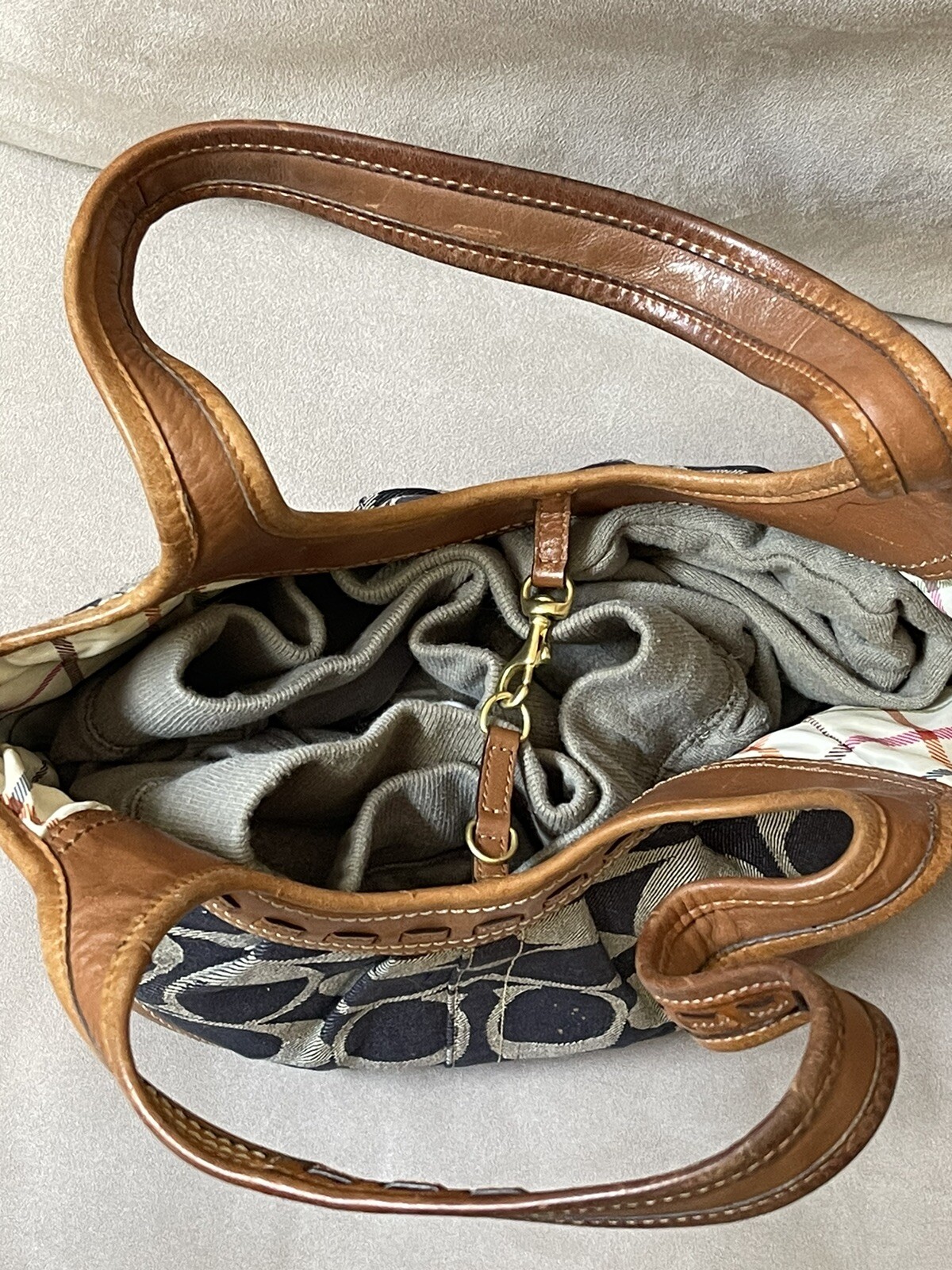 COACH Denim Leather Bleecker Signature Shoulder Bag B… Gem