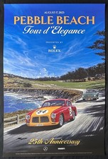 Póster firmado 2023 Pebble Beach Concours Tour 1952 ENASA PEGASO Z-102 Layzell