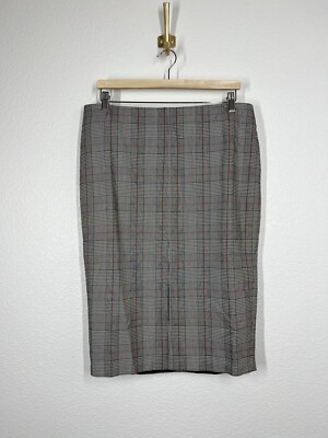 Maree Pour Toi Plaid Pencil Skirt Size 16 Black White Red