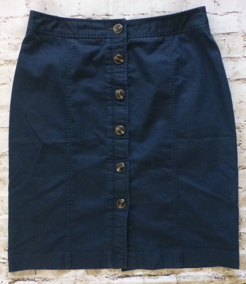 Falda Pantology Para Mujer Talla 14 Damas Sólida Azul Marino Abotonada Modesta Foto 2 de 4