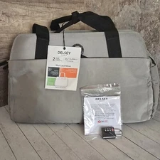 Delsey Paris Grey Work Laptop Duffle Carry On Tote Bag 11.5 x 18.25 x 8in