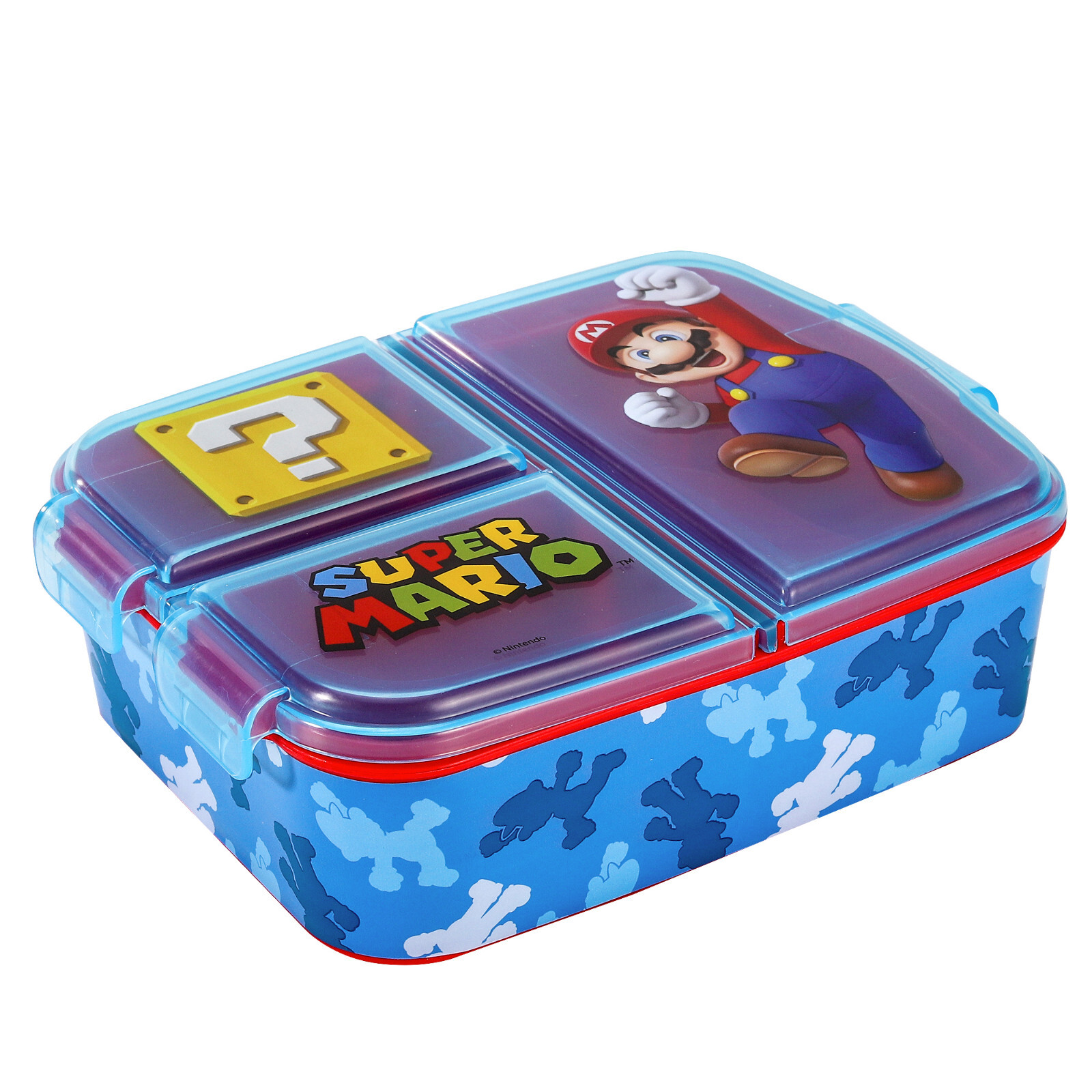 Super Mario Kids Childrens Multi Compartment Sandwich Travel Lunch Box, BPA Free