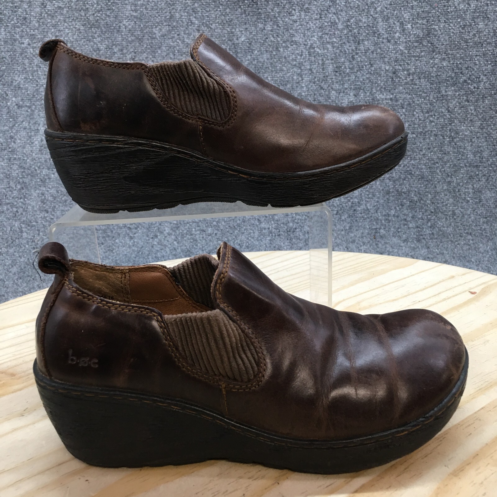 Born Clogs Women’s 6M Brown Stefana Leather Wedge Slip-On Z21823-image
