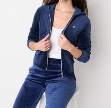 NEW - JUICY by Juicy Couture Blue Velour Tracksuit Jacket Pants - SZ L
