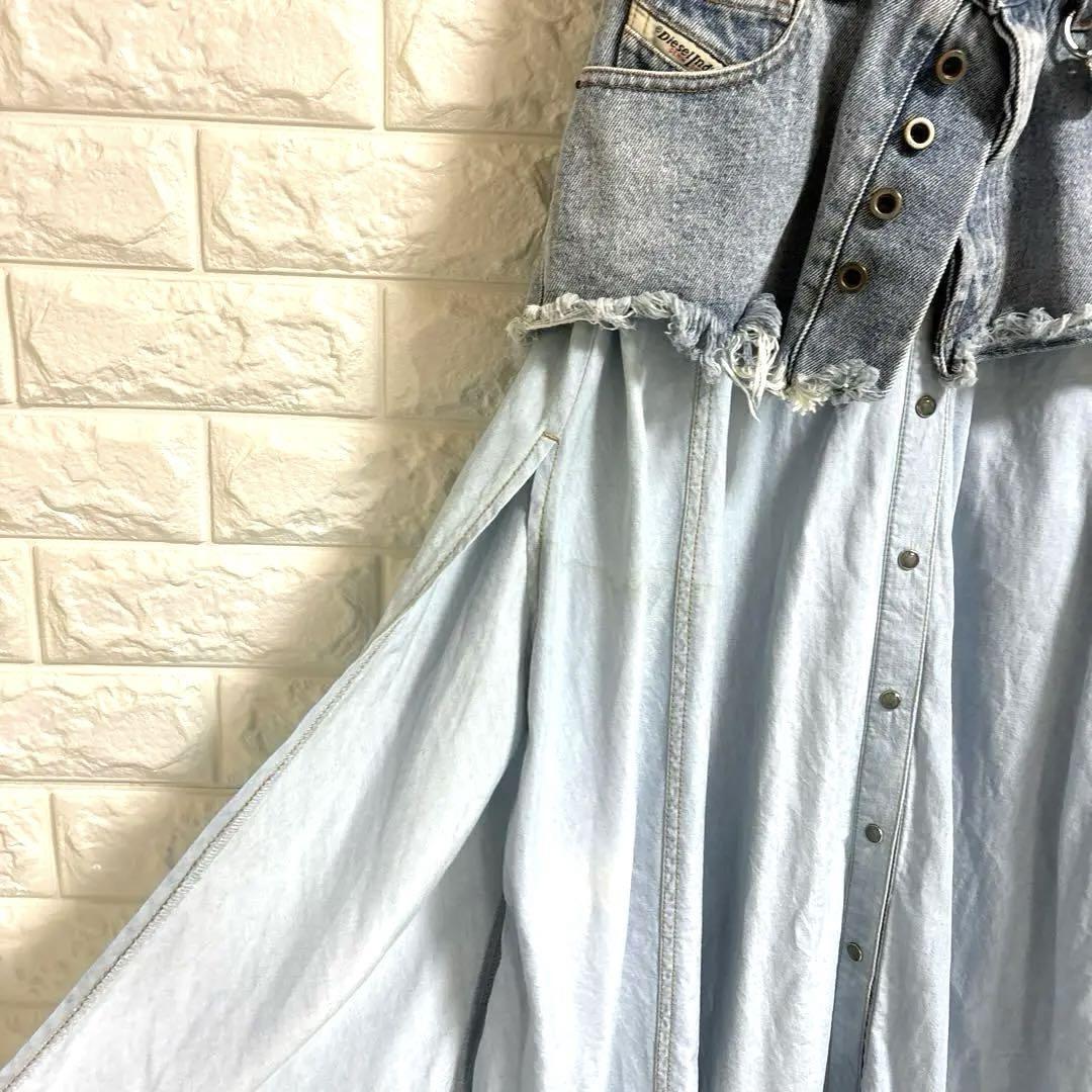 diesel denim maxi dress Women's Long denim dress with devor | Blue