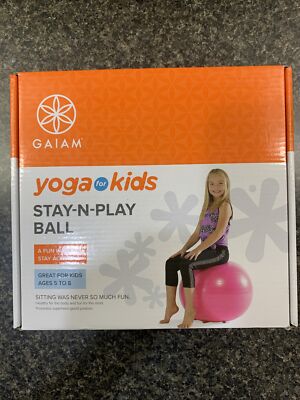 Gaiam Stay N Play Kid's PINK 45CM Yoga Ball Inflatation Pump  ages 5-8