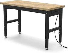 Height Adjustable Workbench,48"L X 24"W,2200Lb Capacity,with Power Socket,Cable