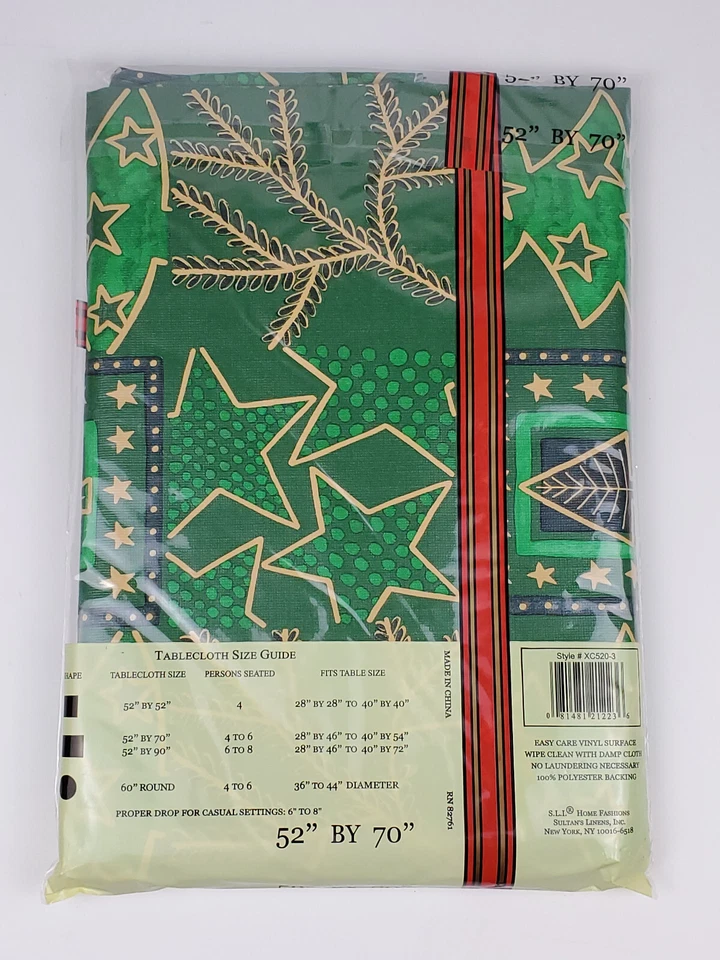 Sultan's Linens Christmas Vinyl Table Cloth 52" x 70" Flannel Back  - Image 2 of 2