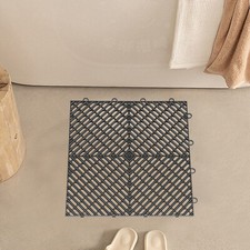 12x12x0.5 Inch 55PC Deck Tile Black Rubber Tiles Interlocking Garage Floor Tiles