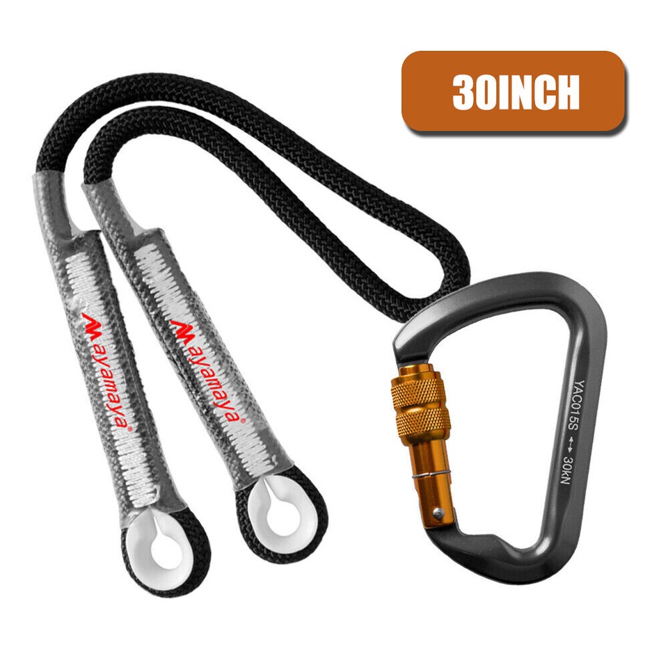 30KN Screw Locking D-shape Carabiner+Arborist Tree Climbing Rope ...