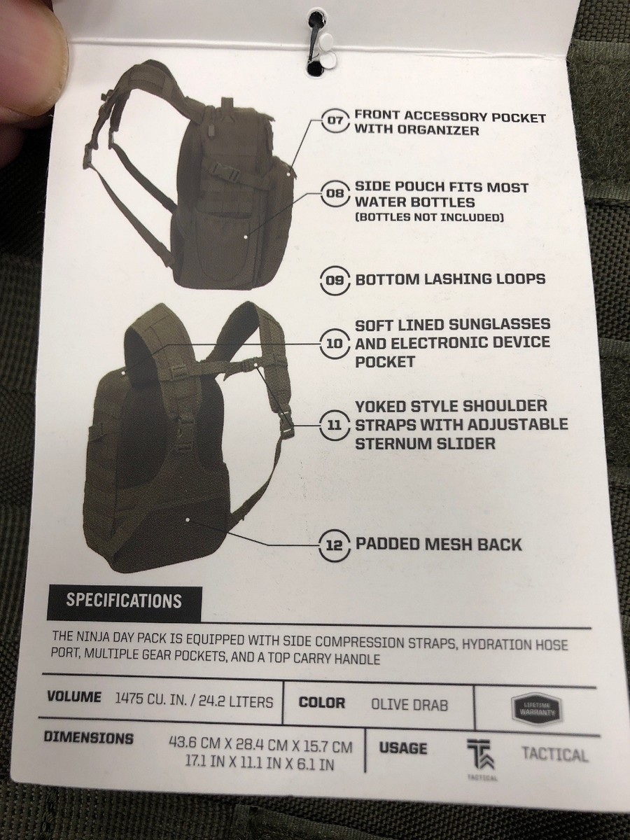 SOG Army Military Backpack OD Green Ninja Tactical Pack Molle Hook