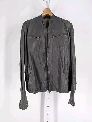 Duckie Brown FW 2010 Stormy Gray Cafe Racer Moto Leather Goat Jacket 40 Rockstar