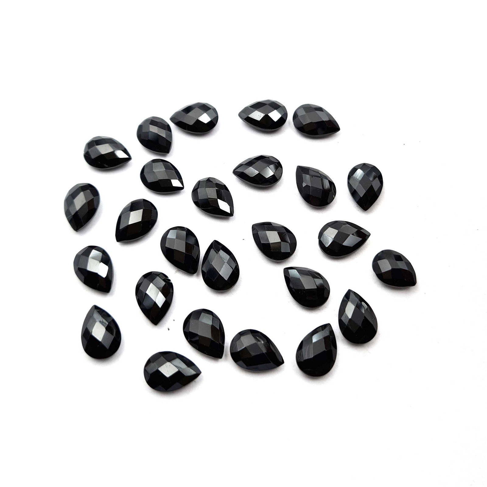 Natural Black Spinel Pear Cut Loose Gemstone lot 26 Pcs 7 10 MM 60 CT