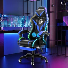 Ergonomic Gaming Chair Gamer Chairs Home Office Computer RGB LED Chair +Footrest