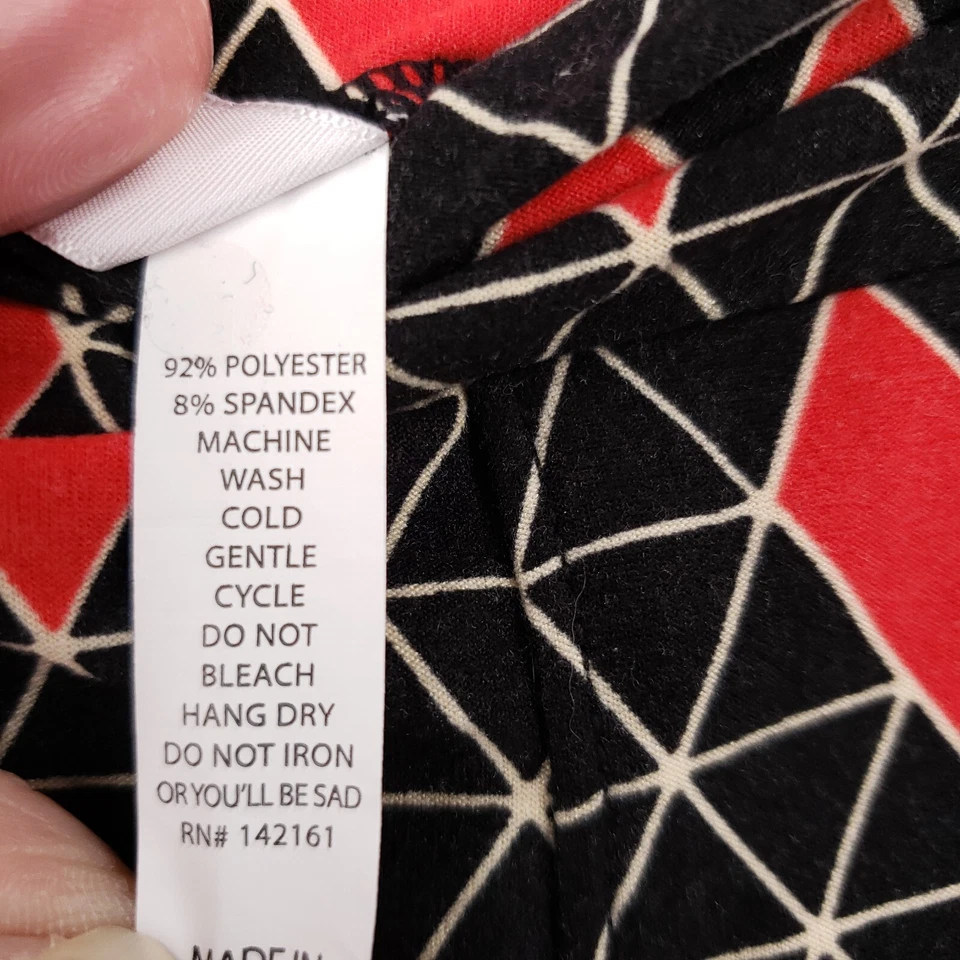 Leggings femininas LuLaRoe tamanho único preta cintura média geométrica puxar corações - Imagem 4 de 4