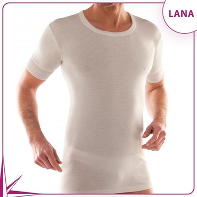 Liabel Men's Crew Neck Half Sleeve Underwear 80% Wool 0516733