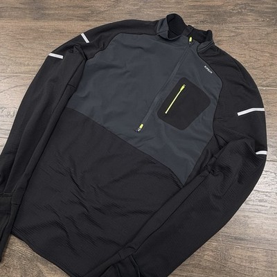 Kiprun Sweatshirt Mens Large Gray/Black 1/4 Zip Running Athletic- Watch Window