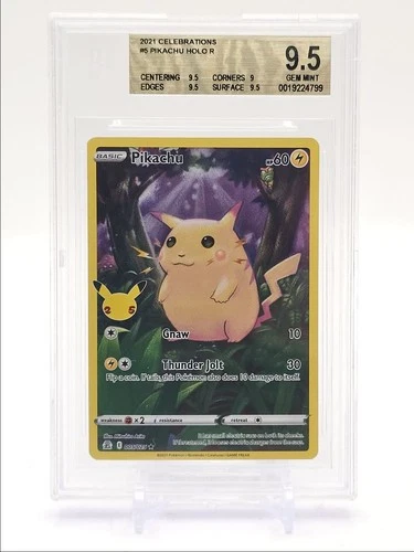 PIKACHU 2021 POKEMON CELEBRATIONS HOLO RARE A 005/025 BGS 9.5 Q1404