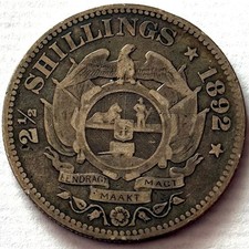 SOUTH AFRICA 2 1/2 SHILLINGS 1892 SILVER 925 Johannes Paulus Kruger