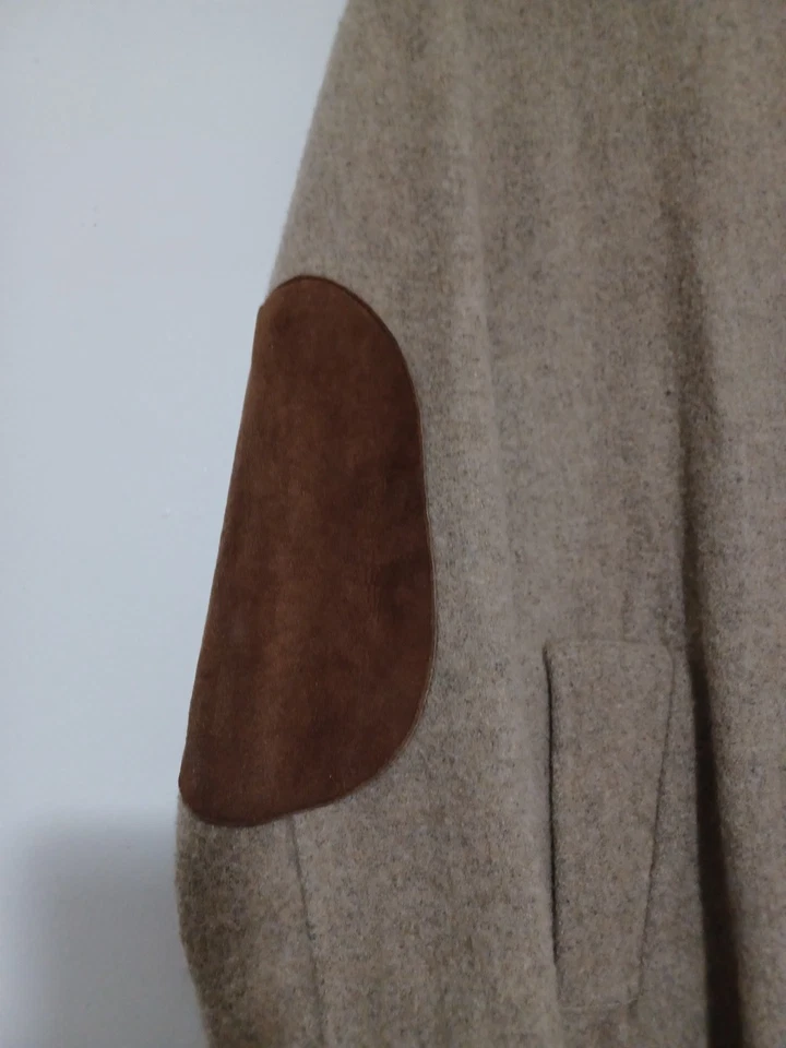 Abrigo largo de gamuza de cordero cuello/codo Y2K Woolrich para mujer talla grande tostado 5 botones Foto 4 de 4